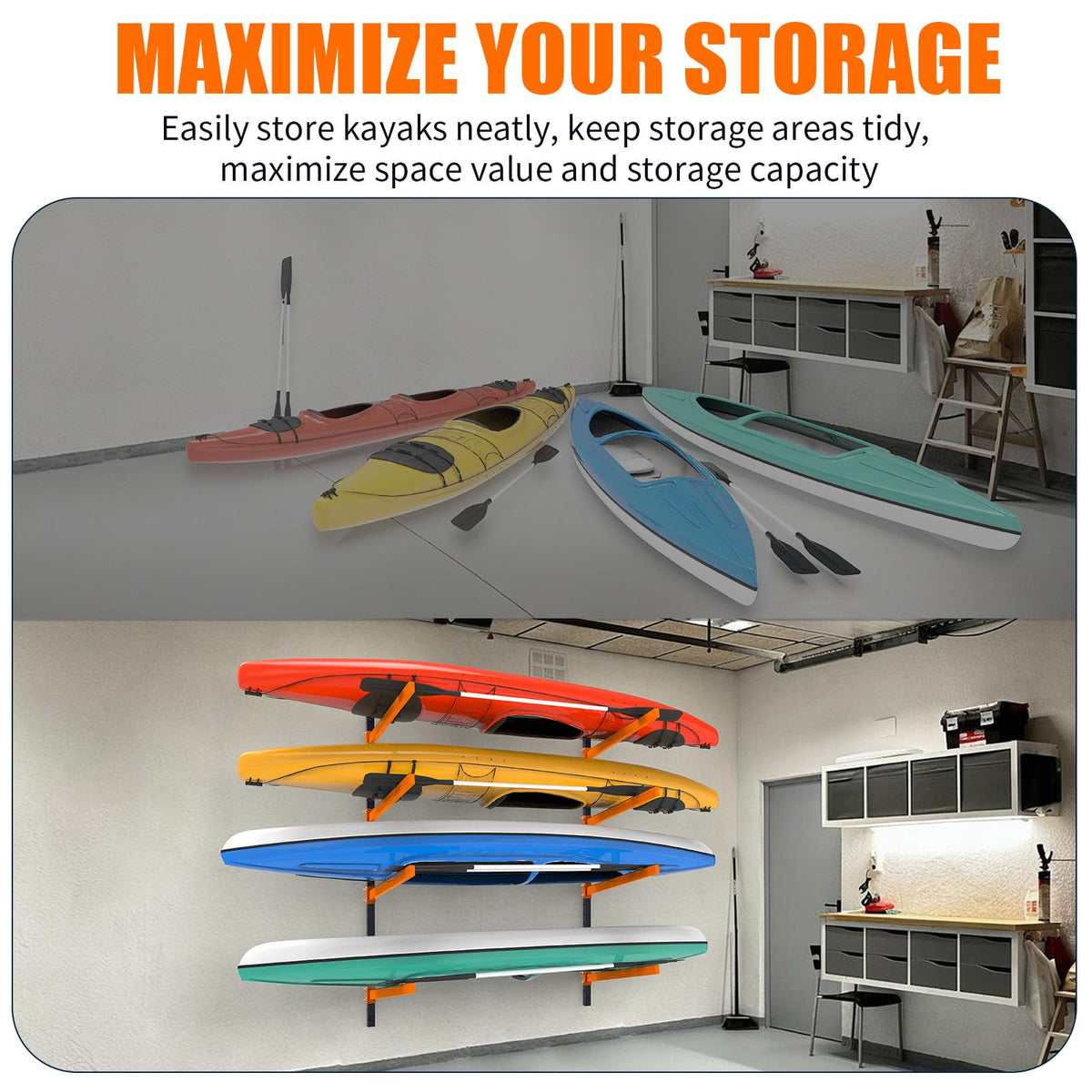 Wall Mount Adjustable Kayak Storage Rack Z521