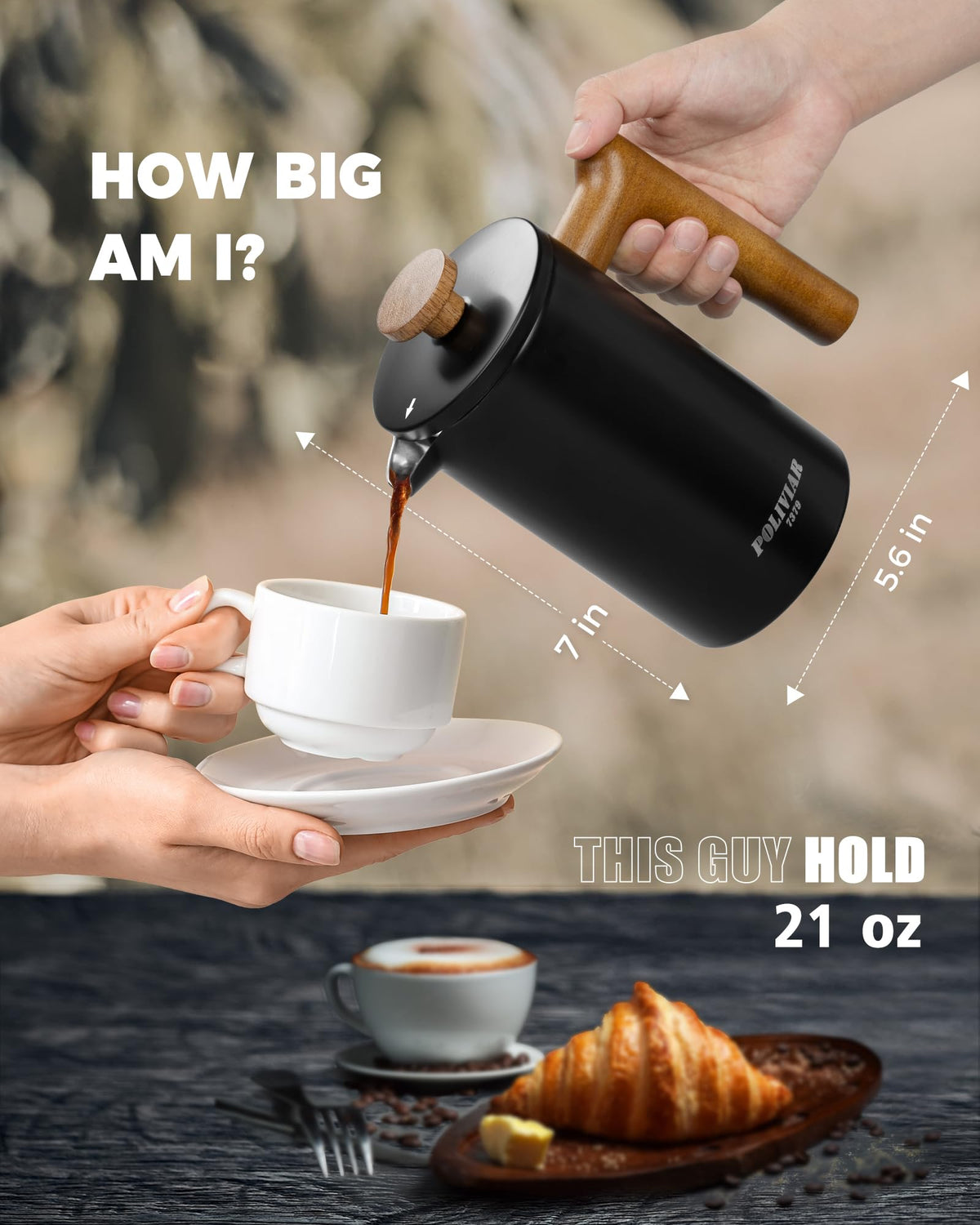 French Press Coffee Maker, 21oz, Black O924825