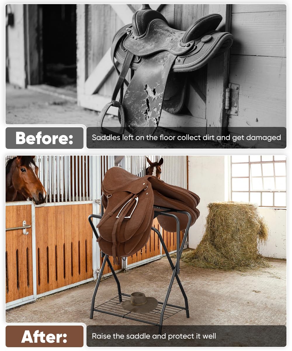 Foldable Saddle Rack with Storage C281608