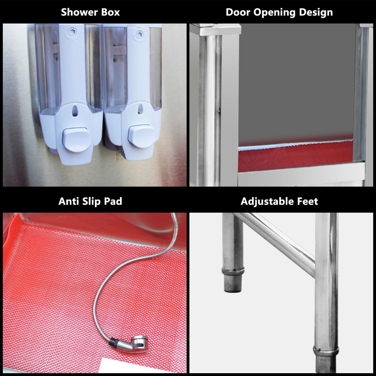 47 Inch Stainless Steel Dog Grooming Tub with Walk-in Stairs X87635