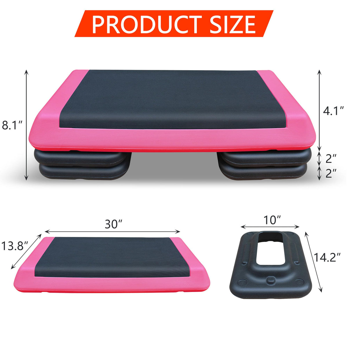 43" Adjustable Aerobic Step Platform with 4 Risers, 550 LBS Capacity F467