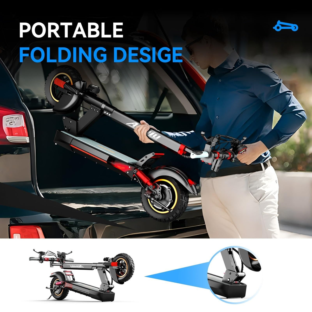 Electric Scooter with Seat 10 inch Off Road Foldable Q1647