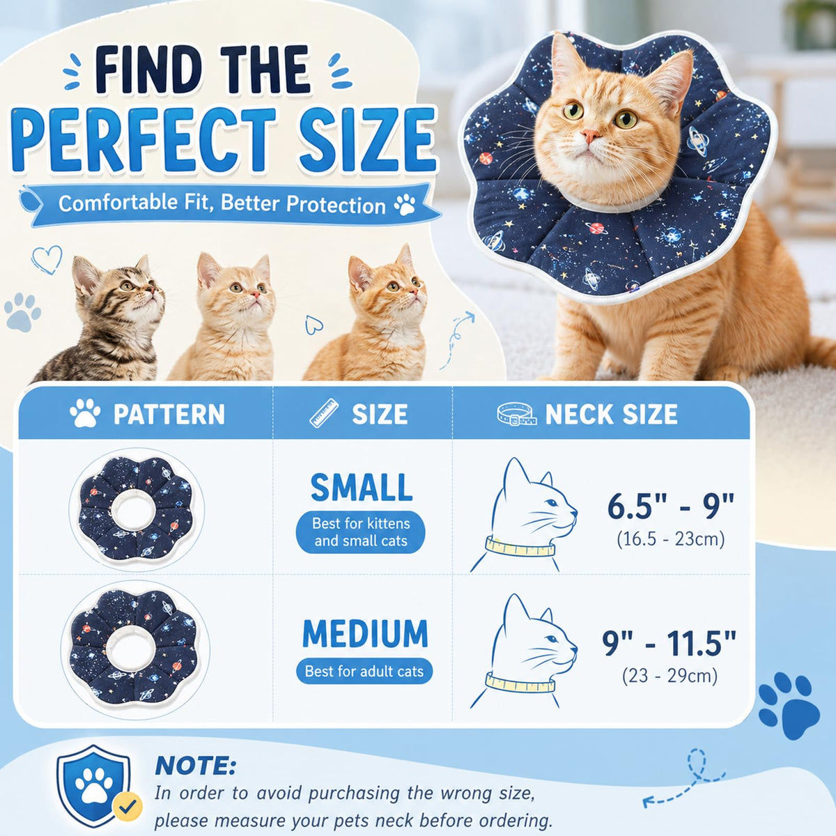 Soft Cat Recovery Cone Collar for Small Medium Cats L9937