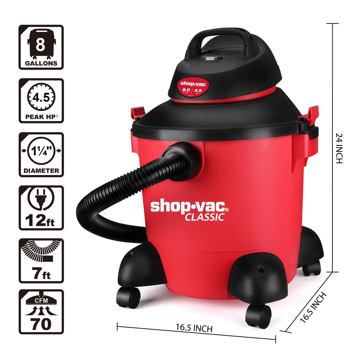 8 Gallon 4.5-Peak HP Wet/Dry Vacuum S98776