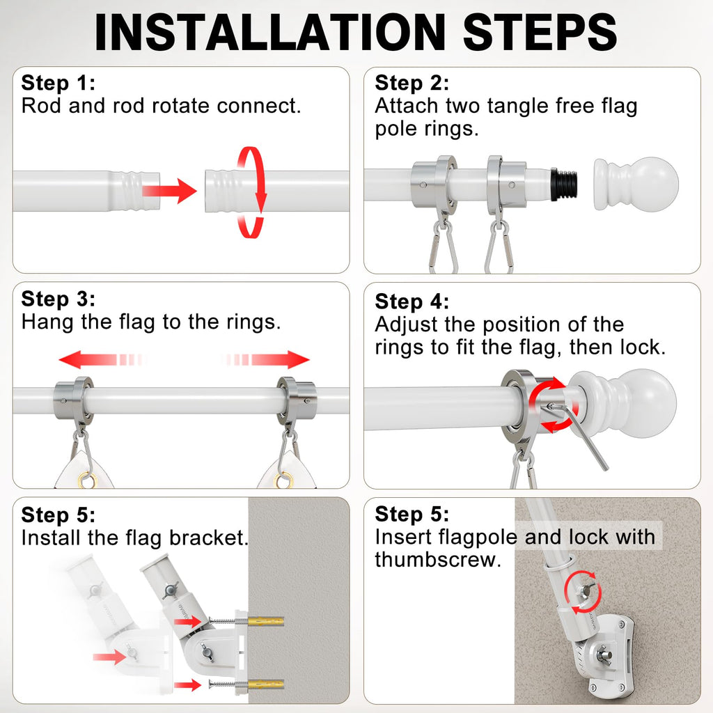 6 Ft Stainless Steel Adjustable Flag Pole Kit P661