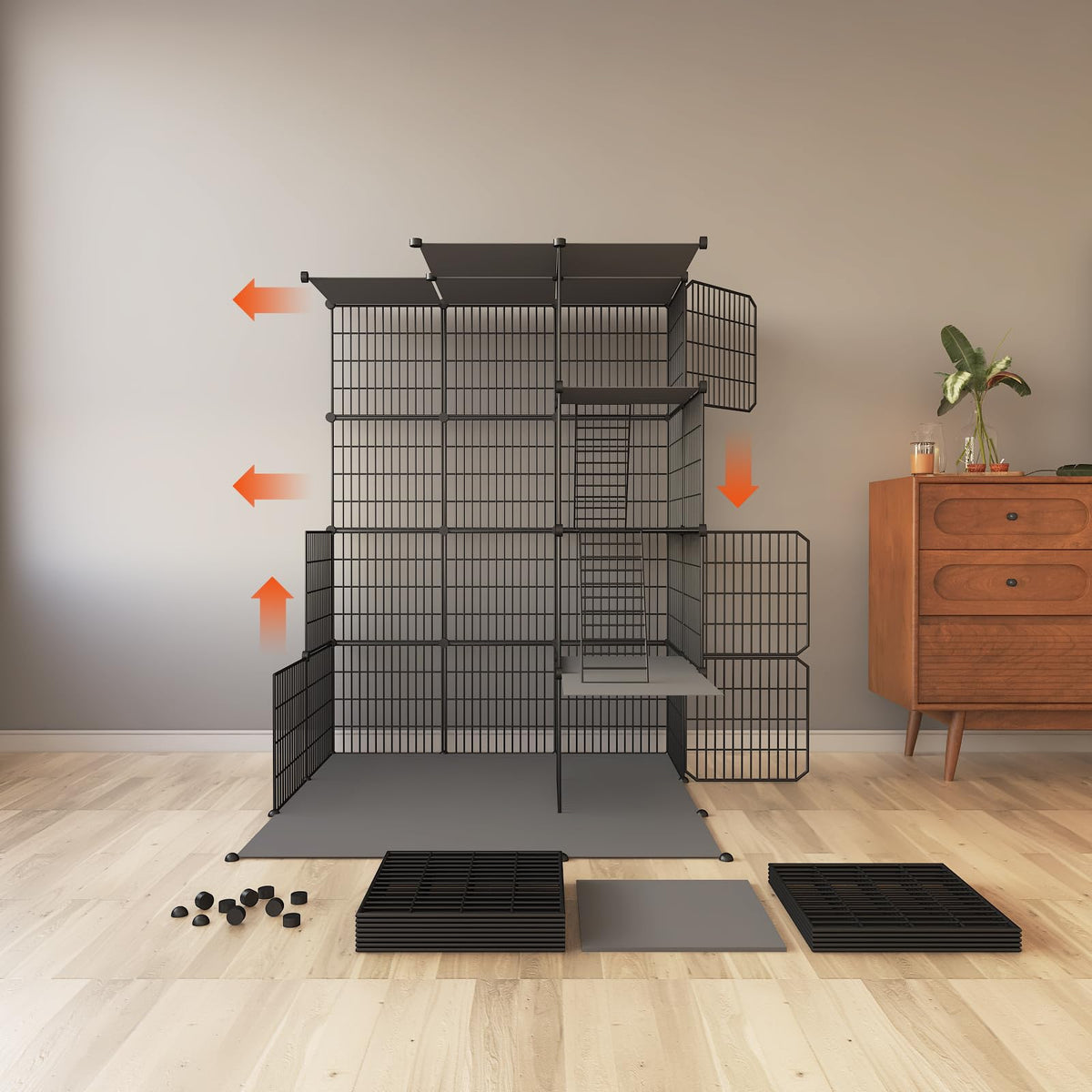 4-Tier Detachable Metal Wire Cat Cage G38619