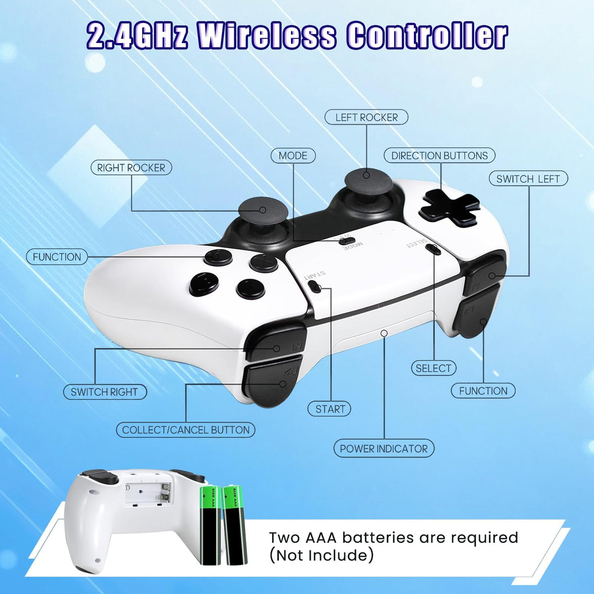 Wireless Retro Gaming Console Game Stick with 4K HDMI Output and 2 Wireless Controllers D42877