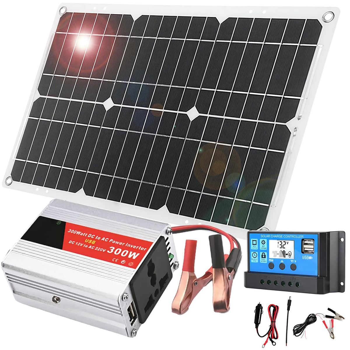 300W Off-Grid Solar Inverter Kit with 30A PWM Controller T44121