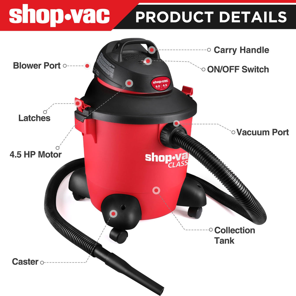 8 Gallon 4.5-Peak HP Wet/Dry Vacuum S98776