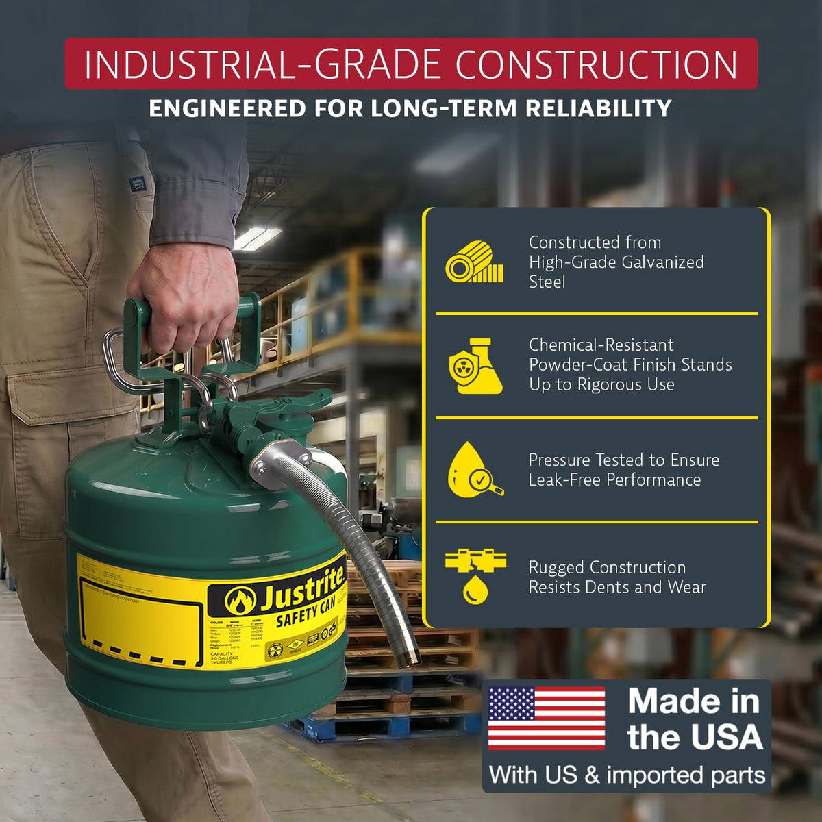 Green Galvanized Steel Safety Can W752