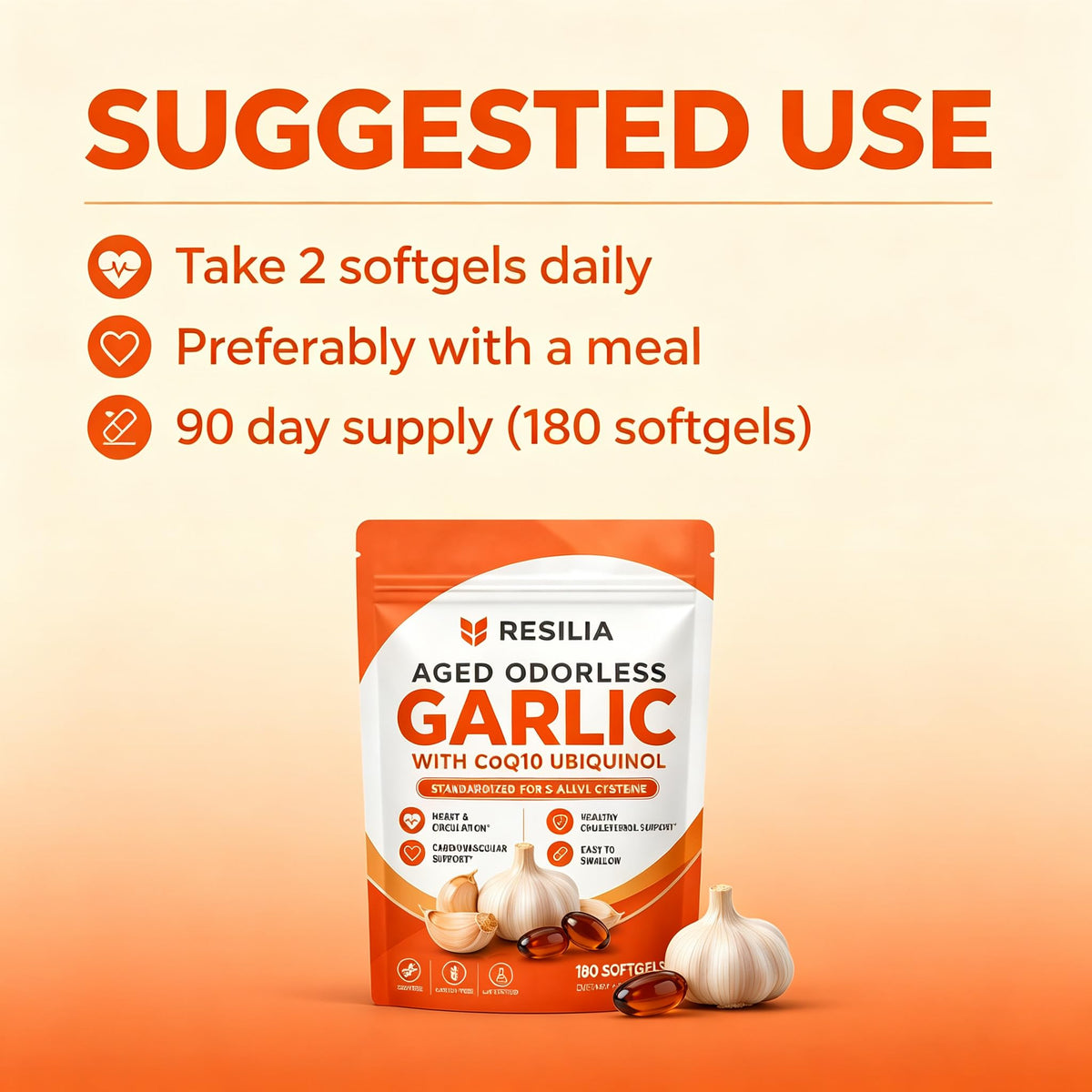 Aged Garlic Supplement 180 Softgels 1200mg L382