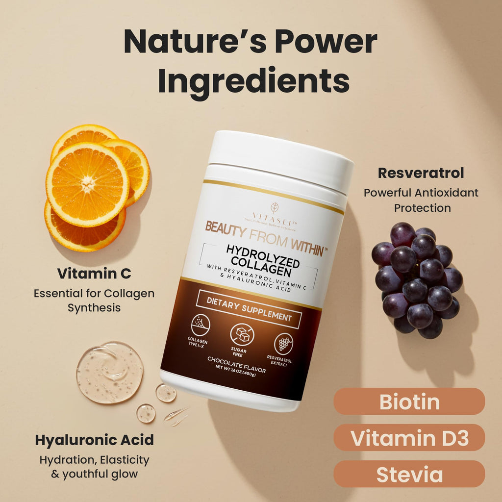 Hydrolyzed Collagen Peptide Powder Drink Chocolate Flavored 16oz R89204