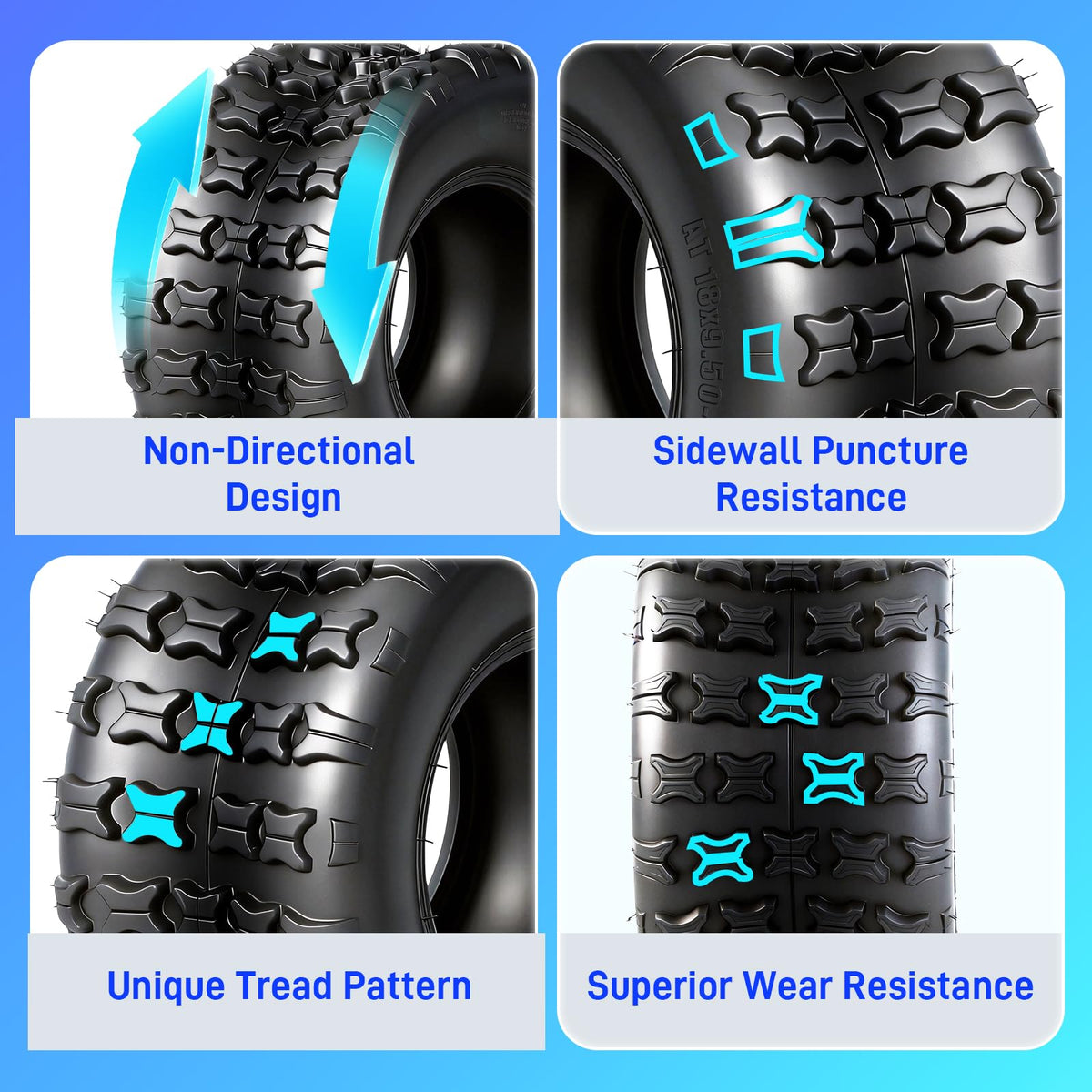 18x9.5-8 All-Terrain ATV/UTV Tires Set of 2 I39237