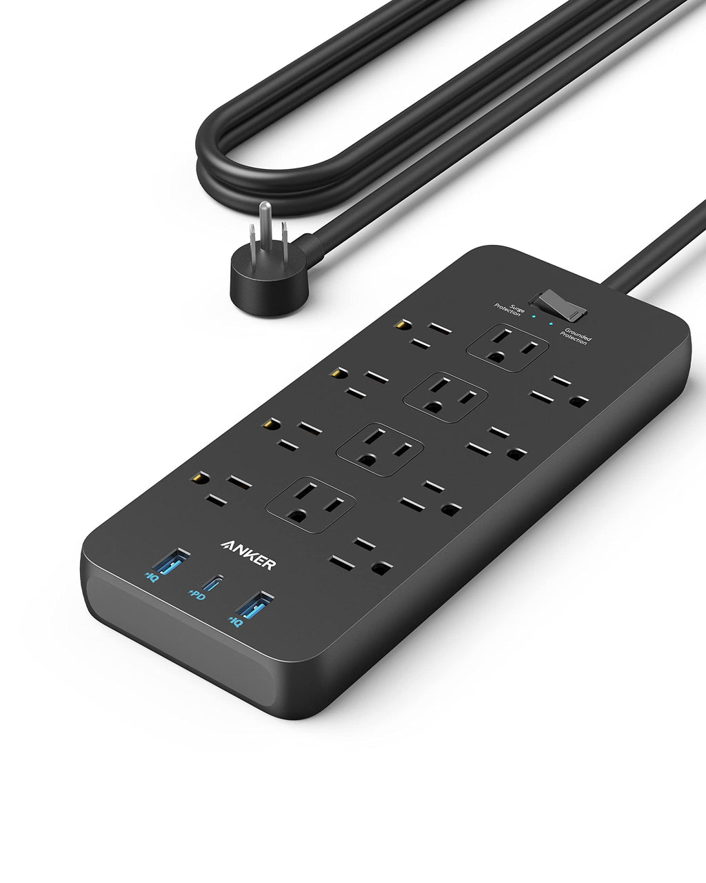 Power Strip with Surge Protector, Outlet Extender, 20W, 12 AC K833