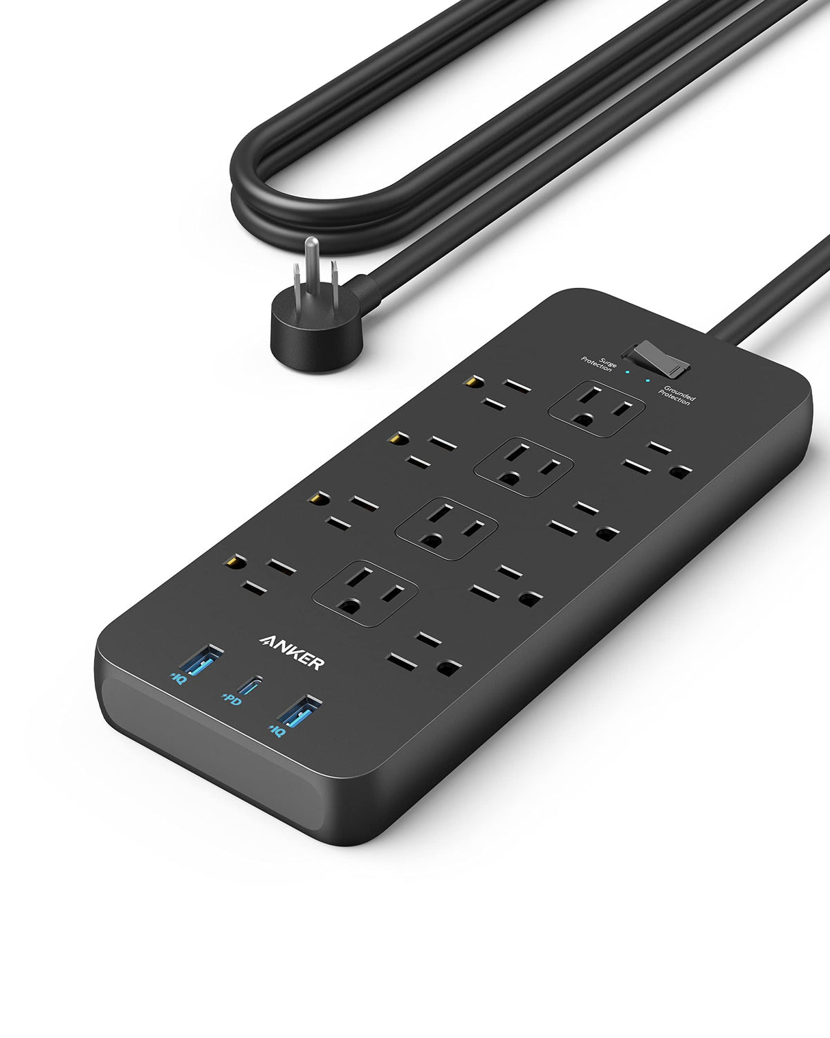 Power Strip with Surge Protector, Outlet Extender, 20W, 12 AC K833