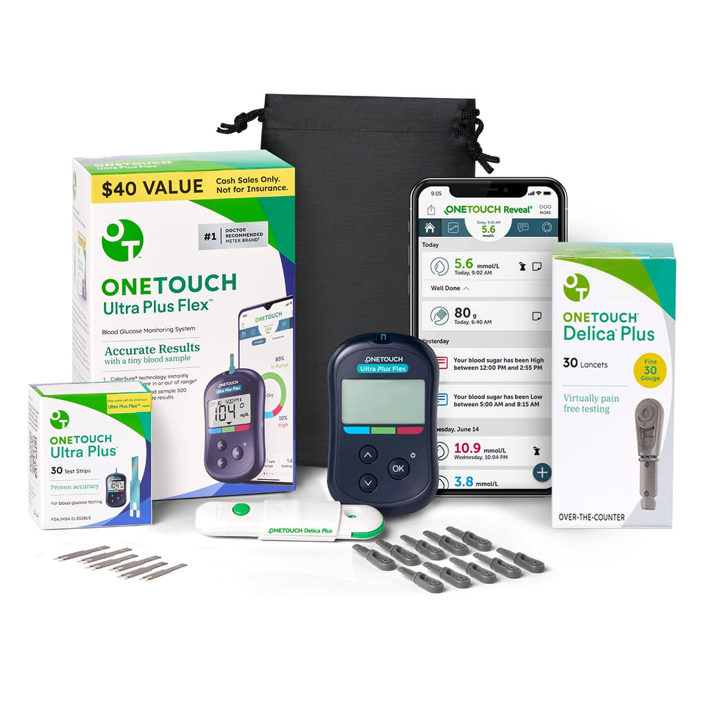 Blood Glucose Meter Kit with Strips, Lancets, Case U50494