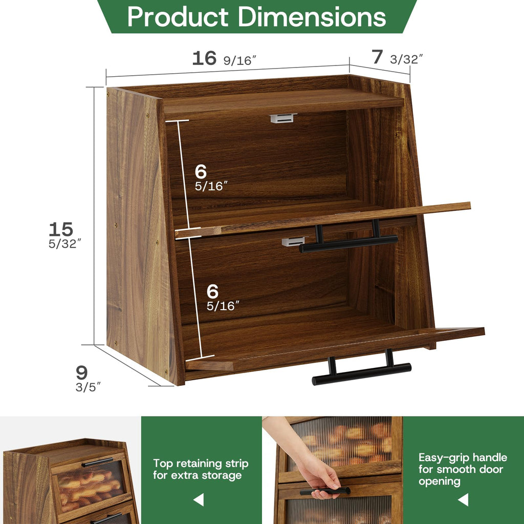 Acacia Wood 2-Layer Bread Box H541256