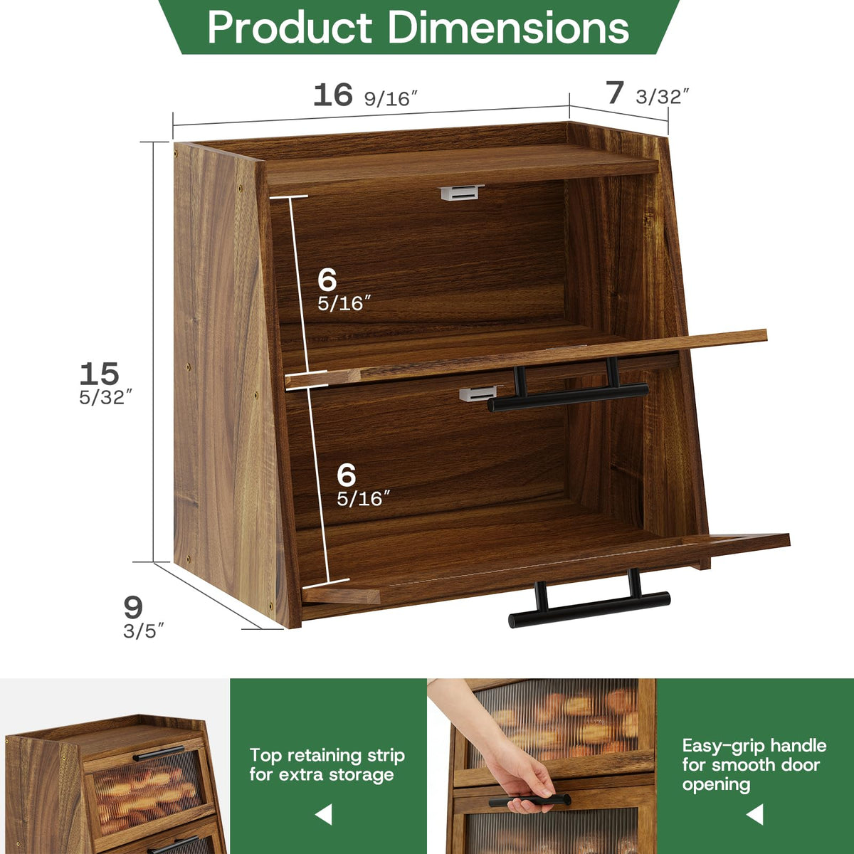 Acacia Wood 2-Layer Bread Box H541256