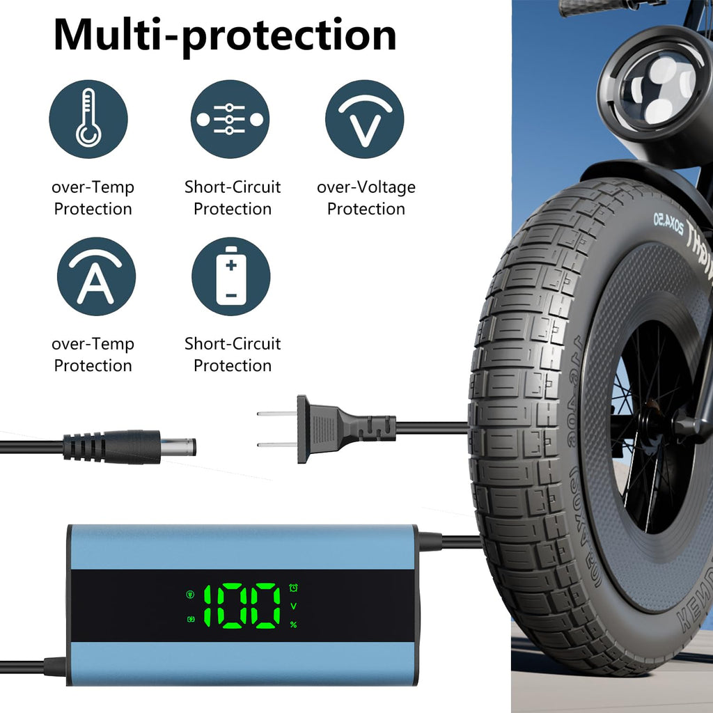 54.6V 2A Electric Scooter Charger with 6-in-1 Universal Plug V495