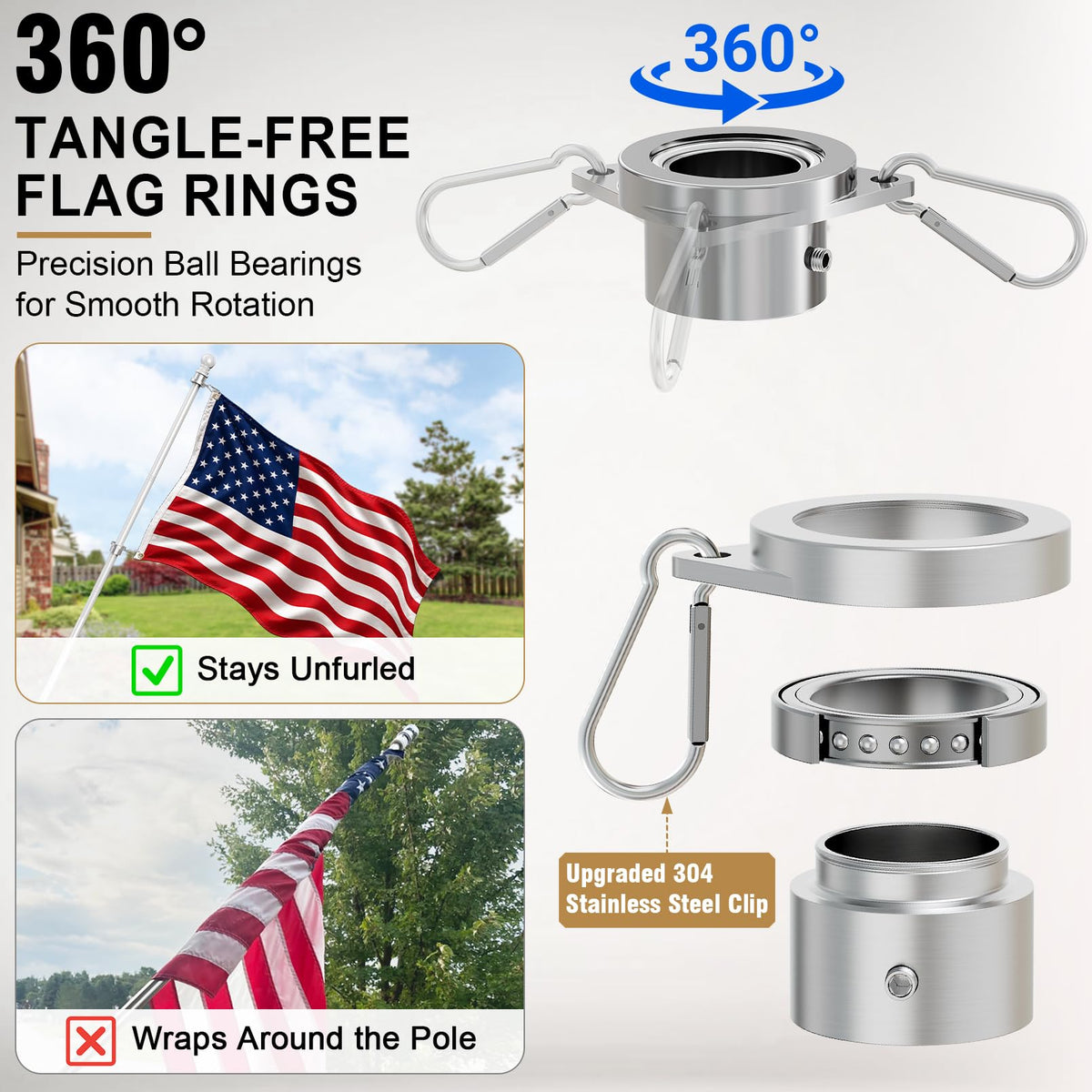 6 Ft Stainless Steel Adjustable Flag Pole Kit P661