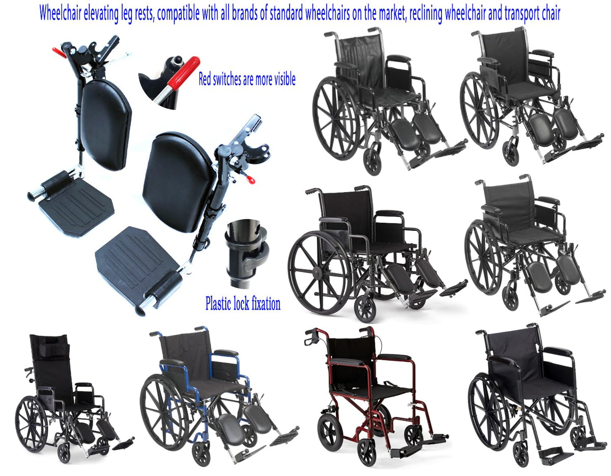 Black Wheelchair Elevating Leg Rest with Calf Pads and Composite Footplates I6212