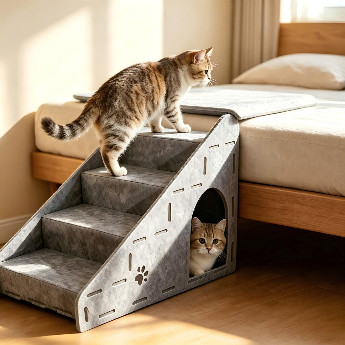 Felt 4-Step Foldable Pet Stairs W7880