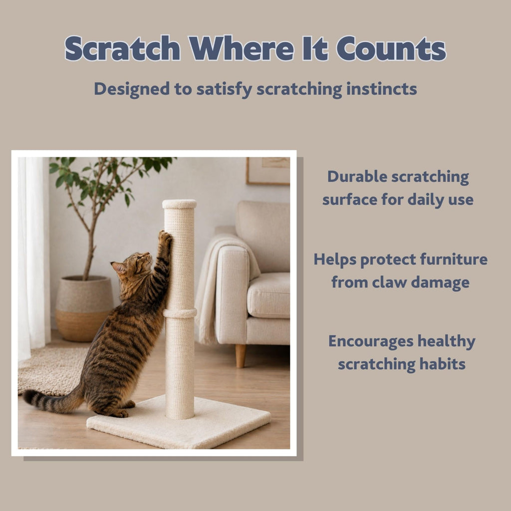 Beige Jute Cat Scratching Post K599