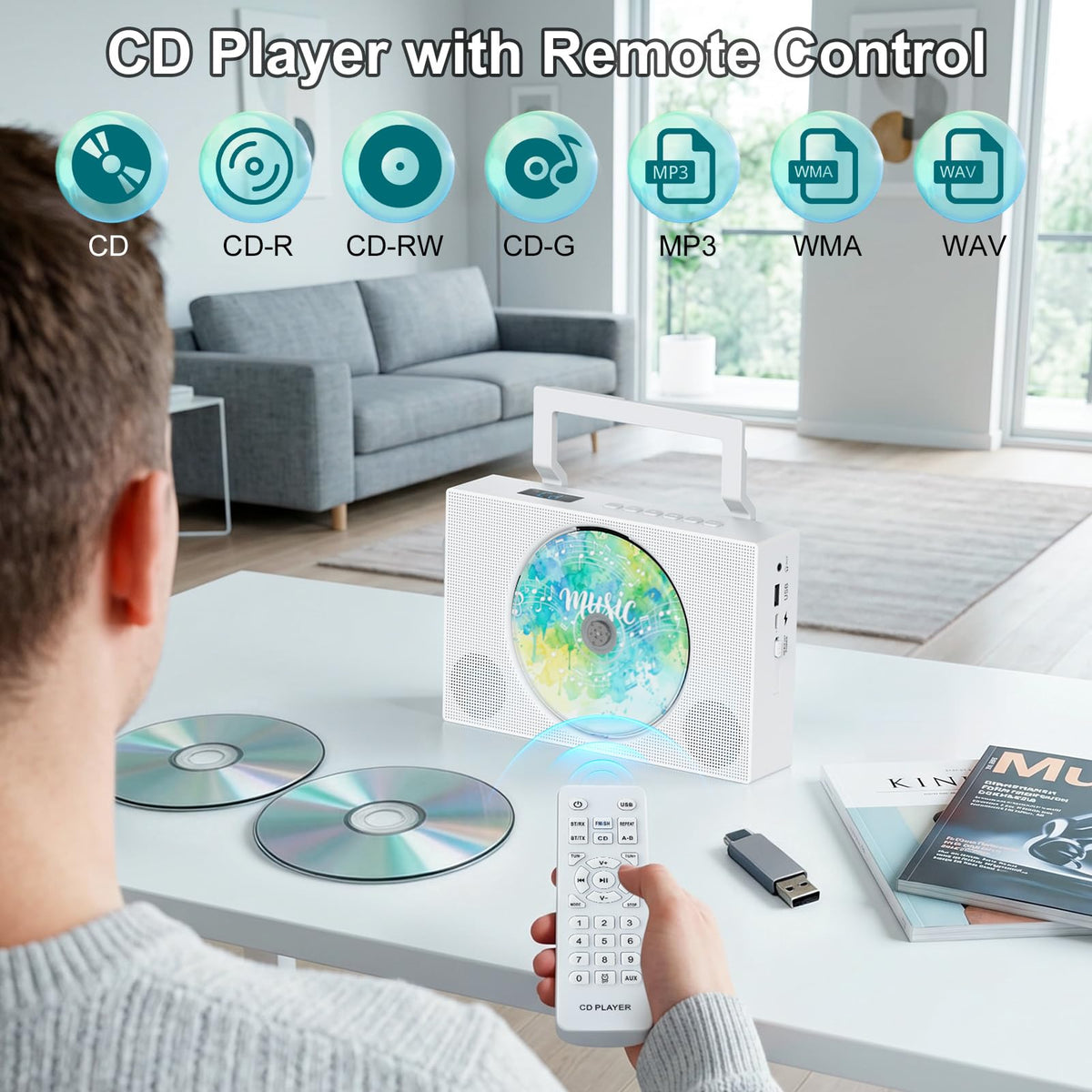 Portable CD Player with Bluetooth & Speakers Q776
