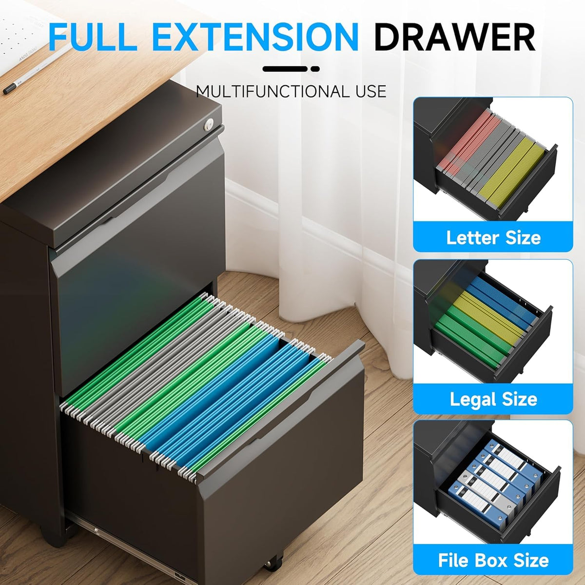 2 Drawer Mobile File Cabinet with Lock V5713