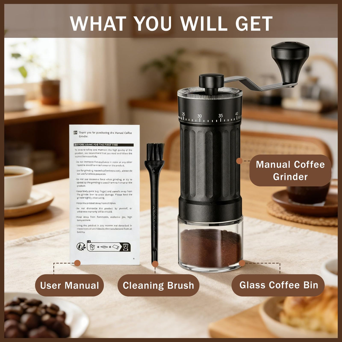 Manual Coffee Grinder with 40 Adjustable Settings, 30g Capacity J62004