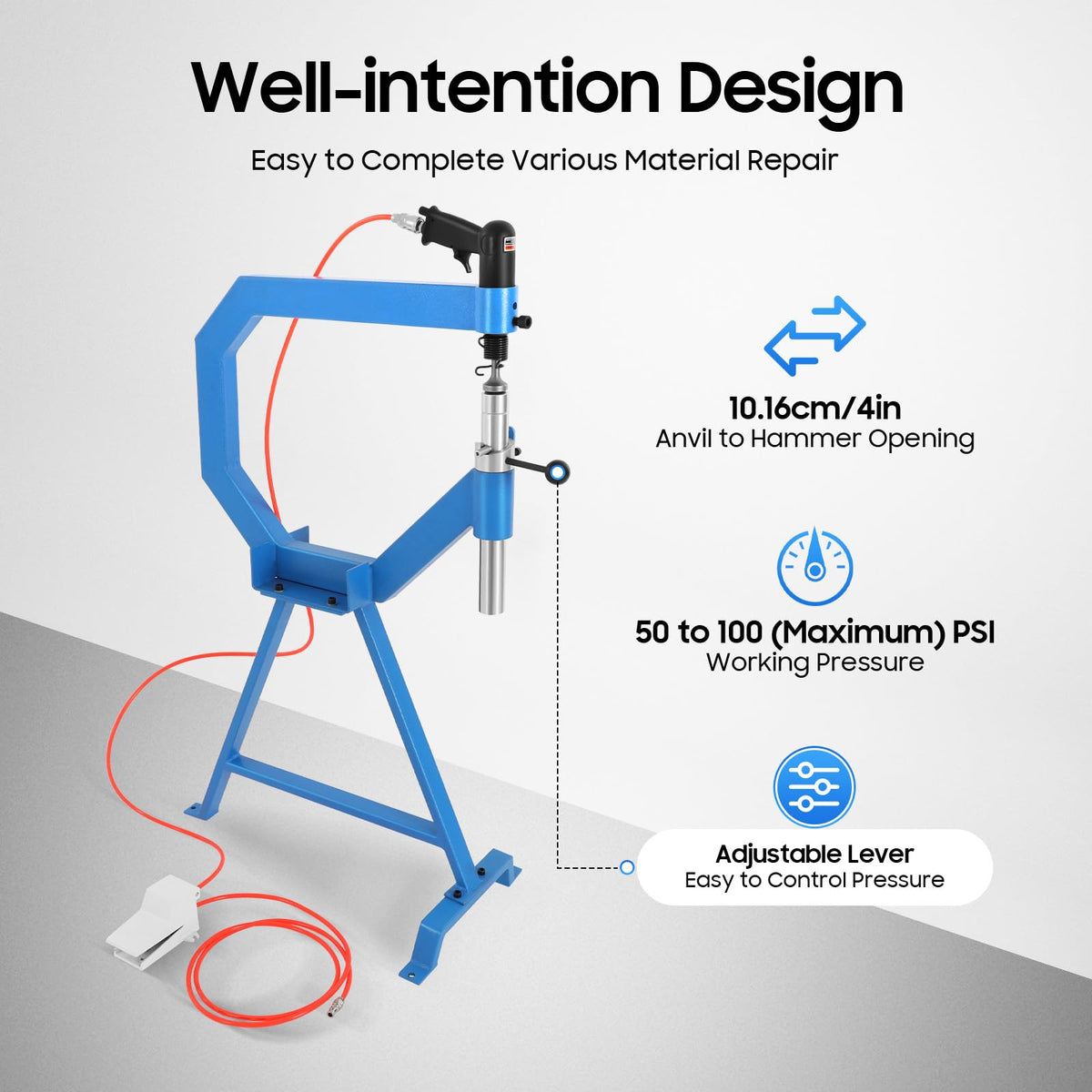 4in Pneumatic Planishing Hammer with Foot Pedal & Steel Stand F28615