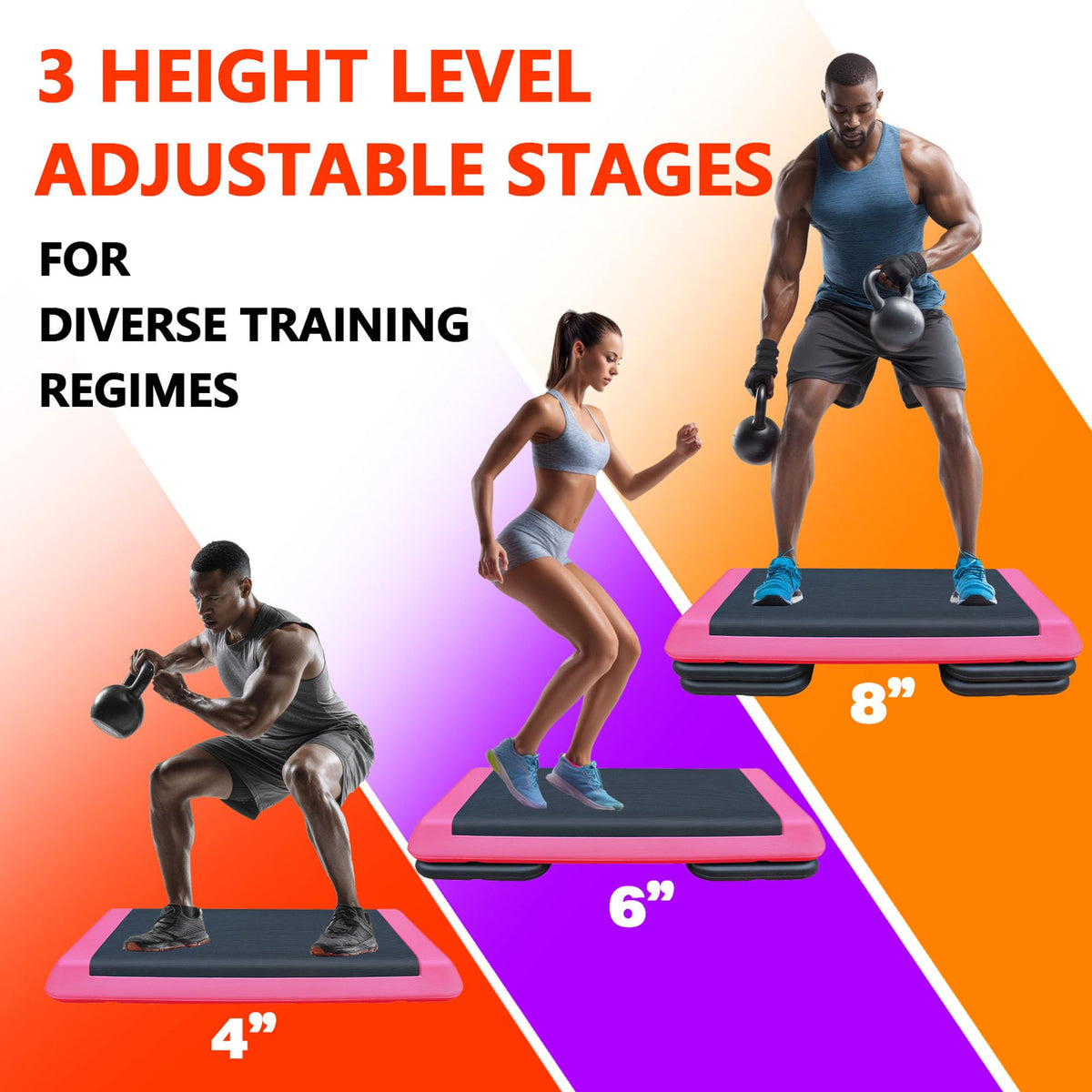 43" Adjustable Aerobic Step Platform with 4 Risers, 550 LBS Capacity F467