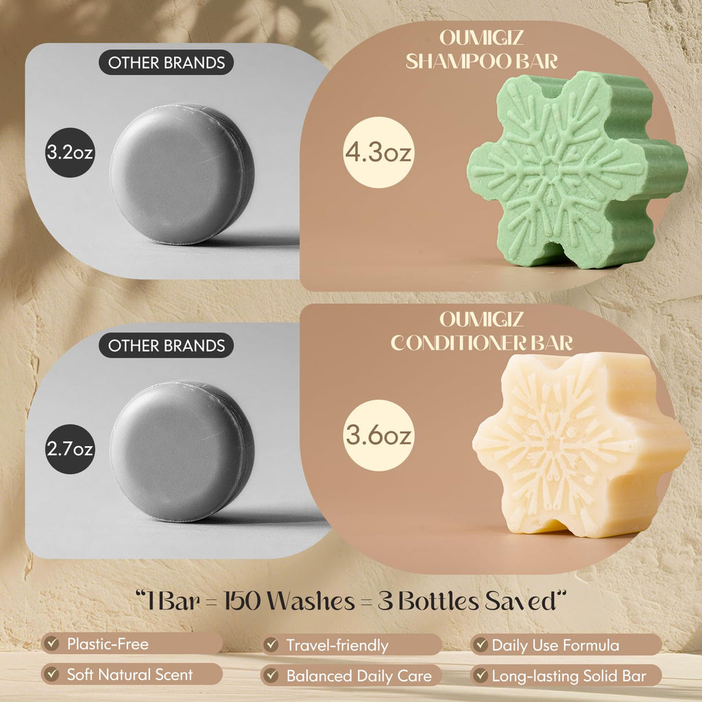 Tea Tree Clarifying Shampoo Bar & Rice Water Protein Conditioner Bar Set 2 pack D9824