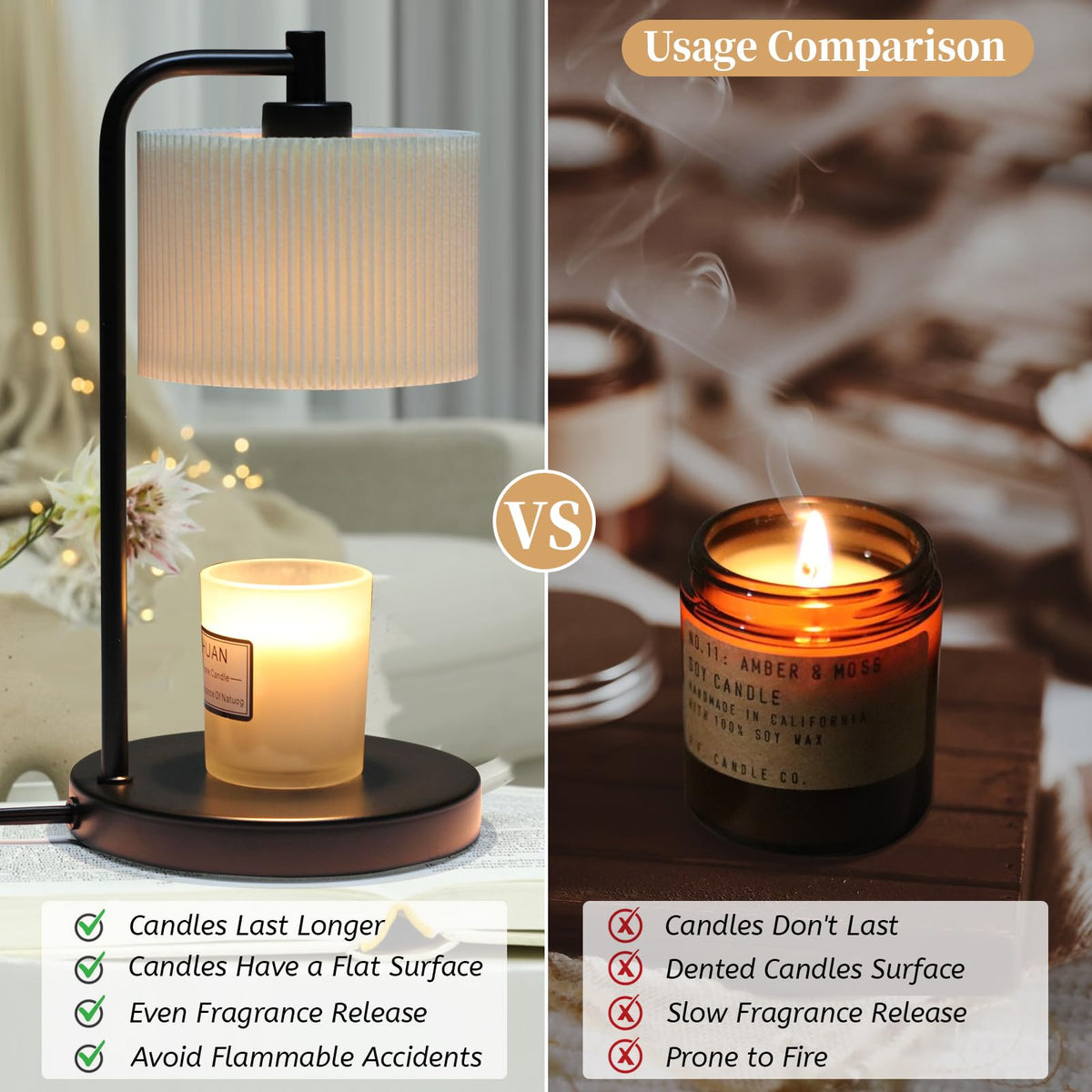 Dimmable Candle Warmer Lamp with Timer and Bulbs Black G64636