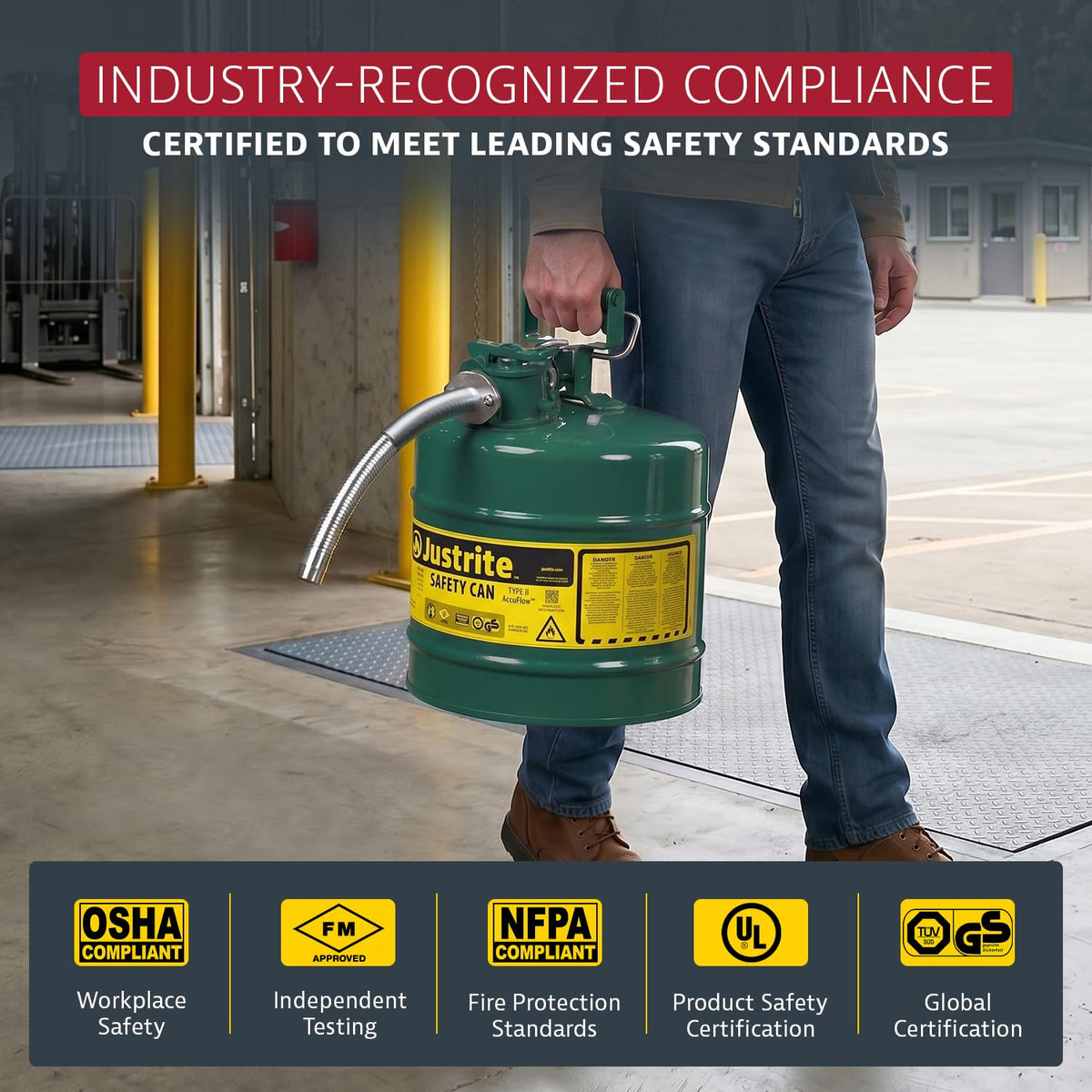 Green Galvanized Steel Safety Can W752