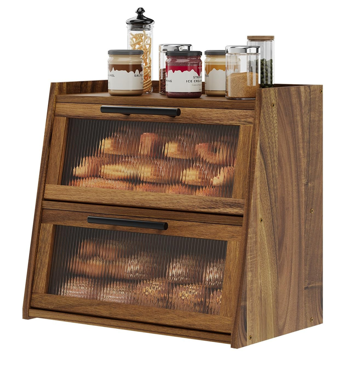 Acacia Wood 2-Layer Bread Box H541256