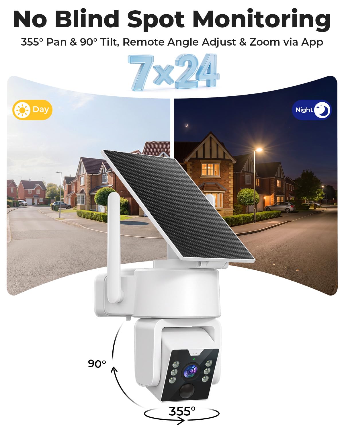 4MP Solar Powered 360° PTZ Outdoor Security Camera W8596