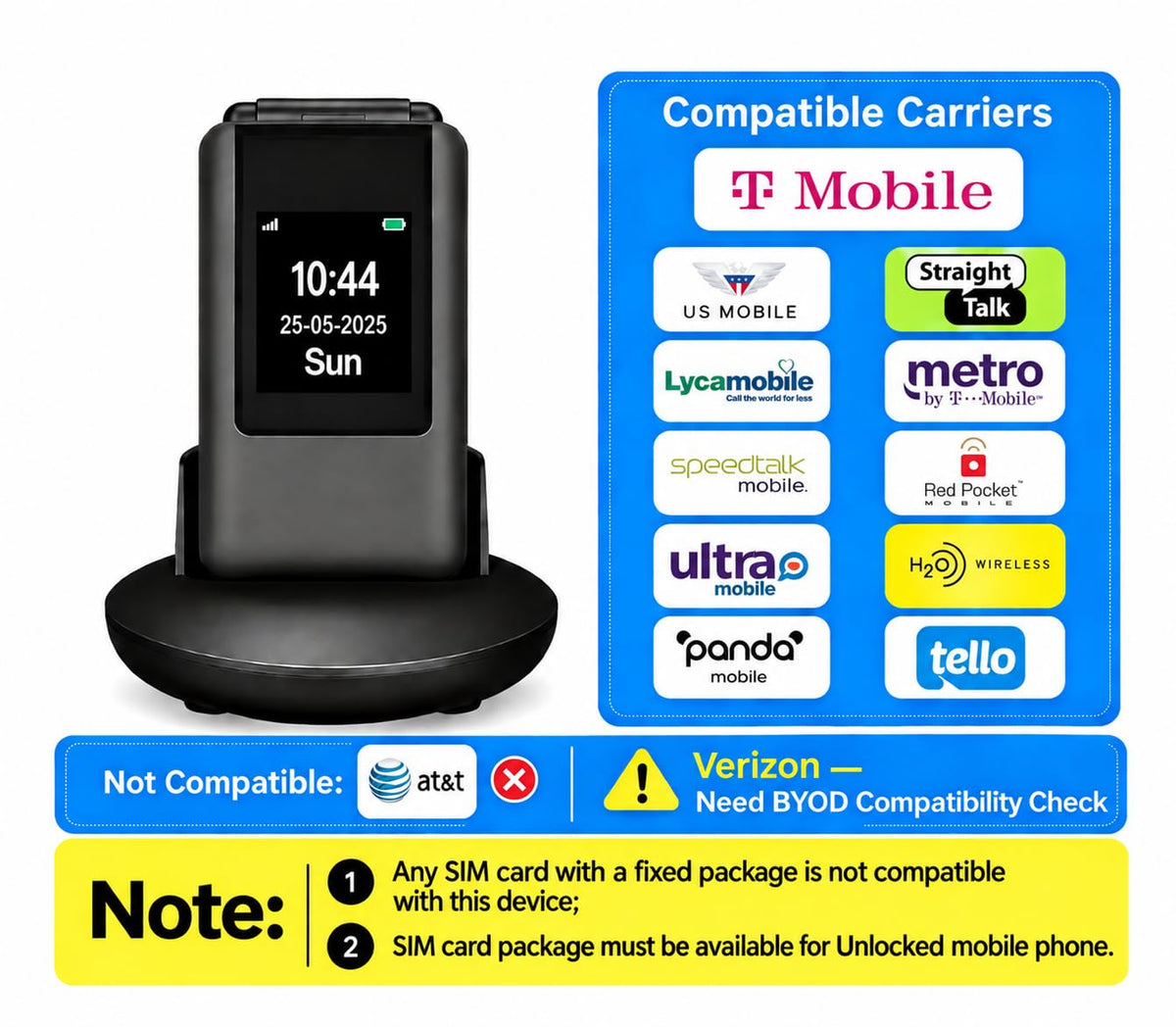 4G Unlocked Flip Phone Dual Screen S525