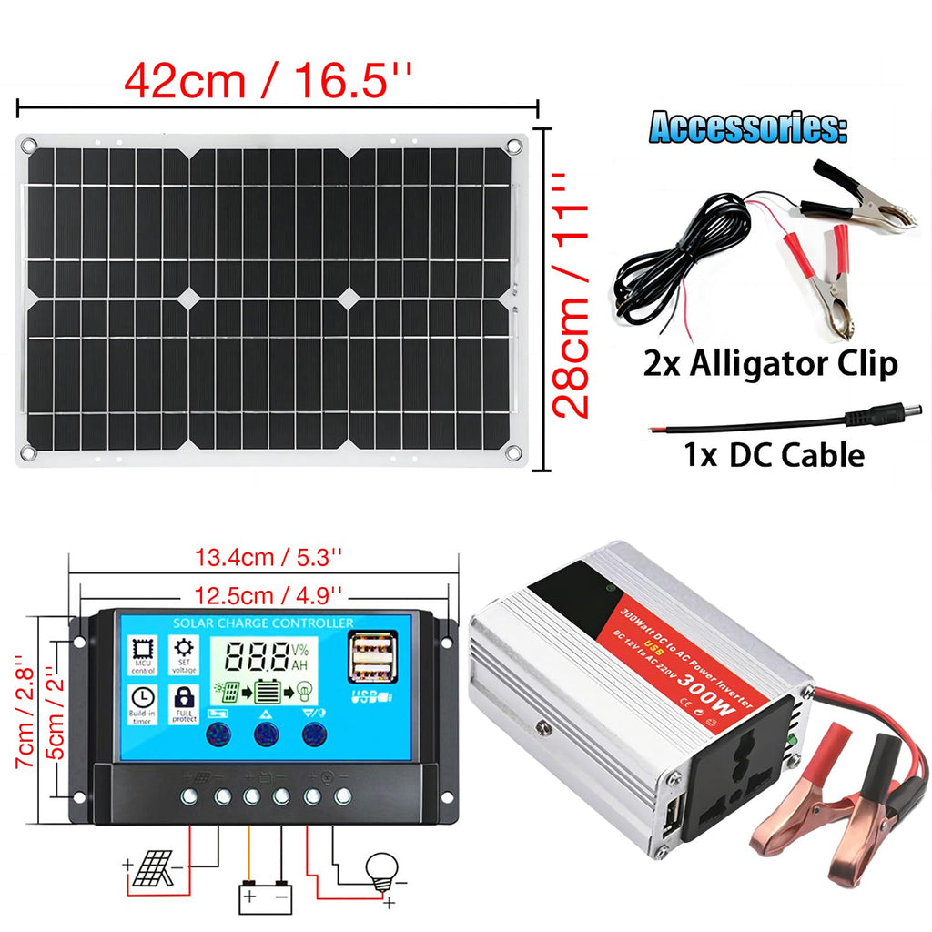 300W Off-Grid Solar Inverter Kit with 30A PWM Controller T44121