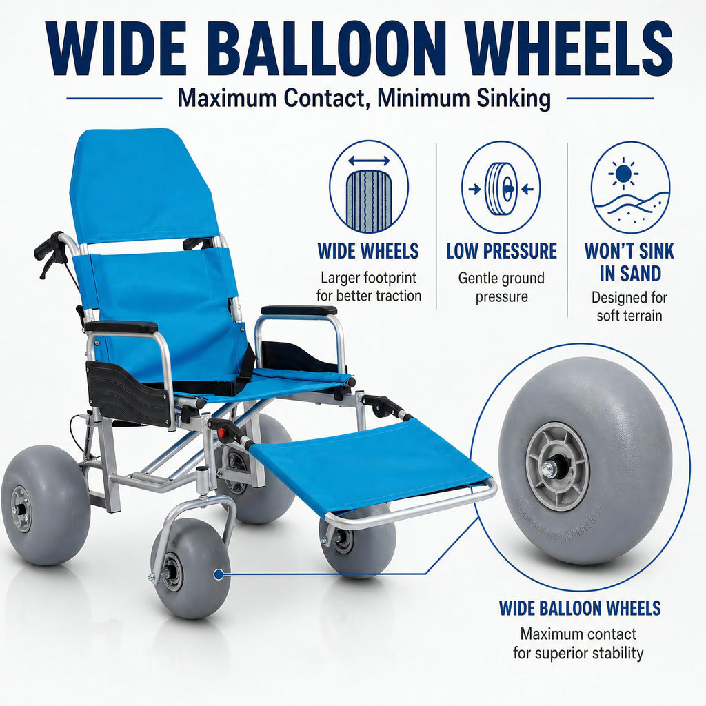 Beach Wheelchair with Balloon Tires Y2766