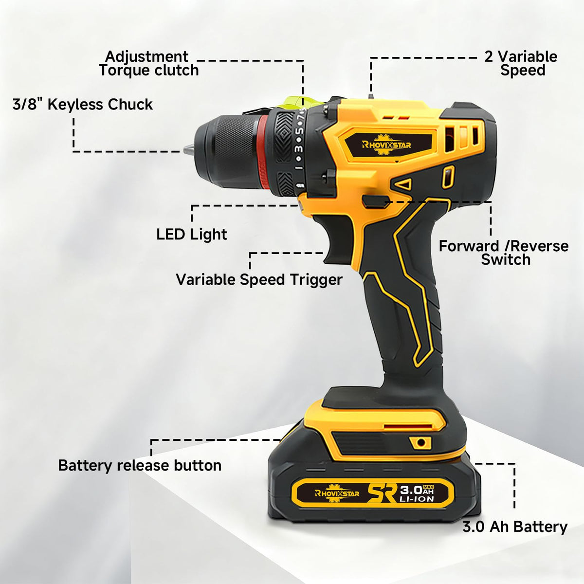 Cordless 20V Power Drill 3/8-Inch Keyless Chuck C475954