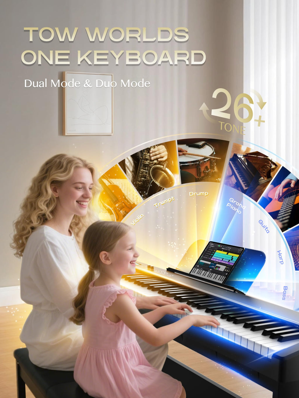 88-Key Weighted Action Digital Piano with Wooden Stand M383