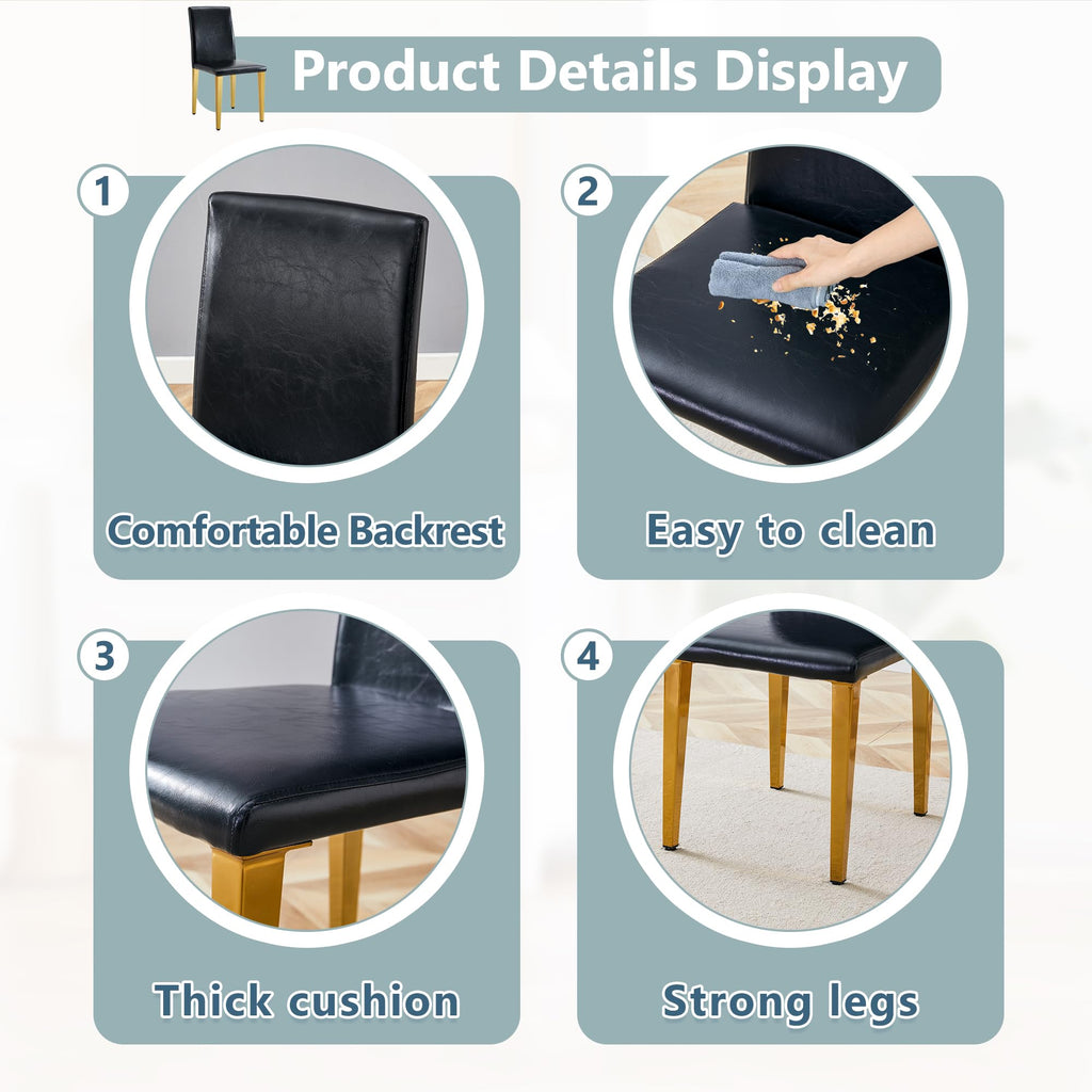Black PU Leather Dining Chairs Set of 6 R168