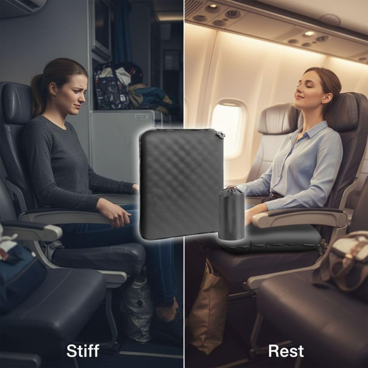 2 Pcs Inflatable Seat Cushion, 16.9 x 13 in Nylon TPU E612