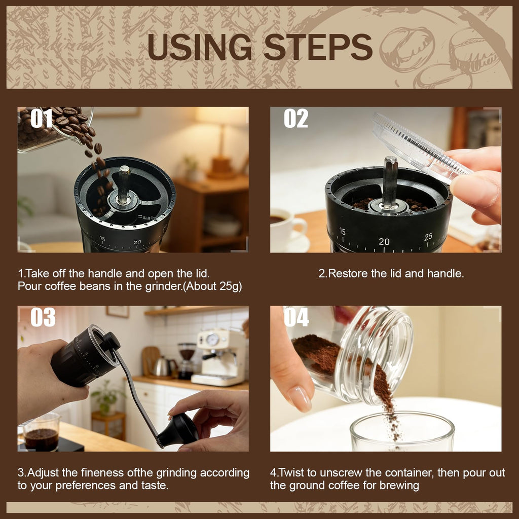 Manual Coffee Grinder with 40 Adjustable Settings, 30g Capacity J62004