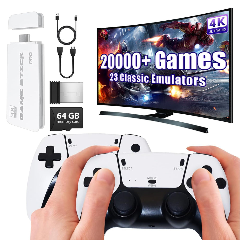 Wireless Retro Gaming Console Game Stick with 4K HDMI Output and 2 Wireless Controllers D42877