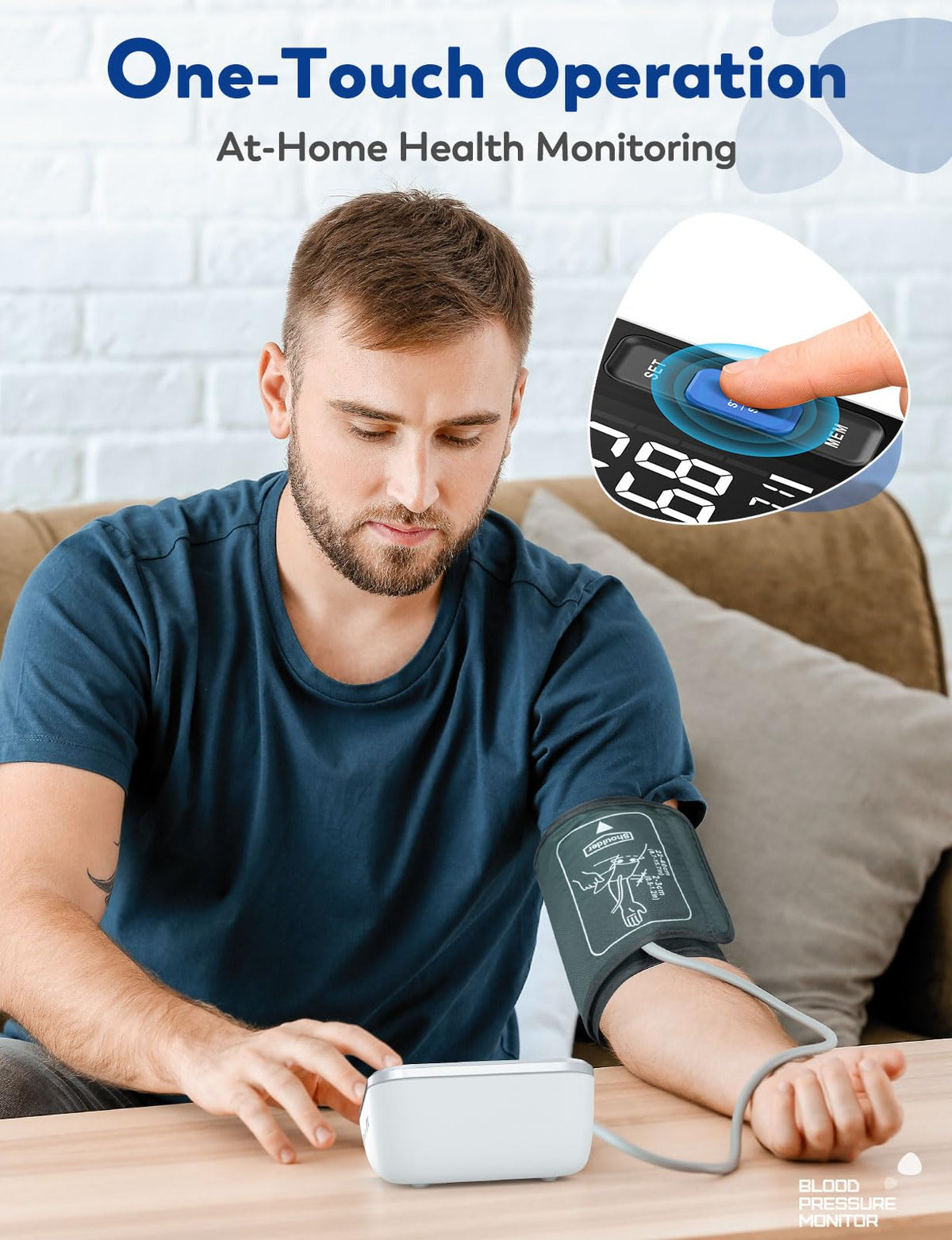 Upper Arm Blood Pressure Monitor with Backlight Display 2 Users Memory D65305