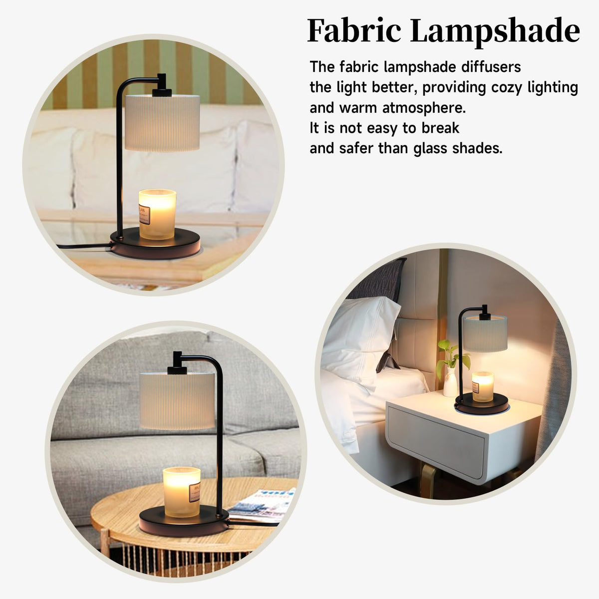 Dimmable Candle Warmer Lamp with Timer and Bulbs Black G64636