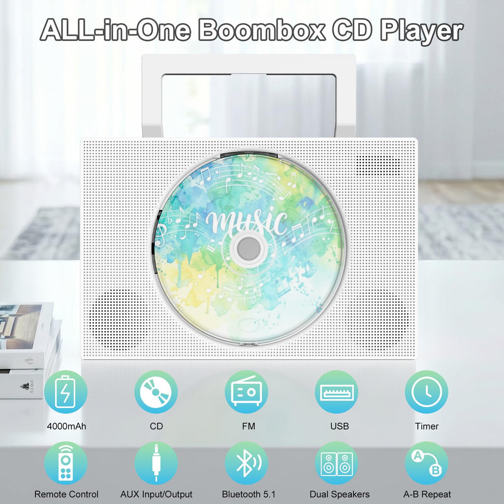 Portable CD Player with Bluetooth & Speakers Q776