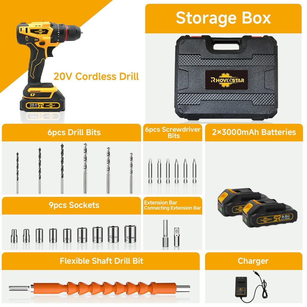 Cordless 20V Power Drill 3/8-Inch Keyless Chuck C475954